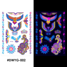 Load image into Gallery viewer, Temporary Owl Animal Halloween Fluorescent Flower Leather Arm Tattoo Sticker Creative Color Fluorescent Arm Water Transfer Stickers
