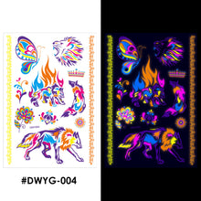 Load image into Gallery viewer, Temporary Owl Animal Halloween Fluorescent Flower Leather Arm Tattoo Sticker Creative Color Fluorescent Arm Water Transfer Stickers
