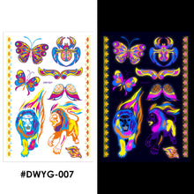 Load image into Gallery viewer, Temporary Owl Animal Halloween Fluorescent Flower Leather Arm Tattoo Sticker Creative Color Fluorescent Arm Water Transfer Stickers
