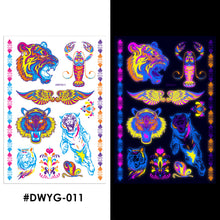 Load image into Gallery viewer, Temporary Owl Animal Halloween Fluorescent Flower Leather Arm Tattoo Sticker Creative Color Fluorescent Arm Water Transfer Stickers
