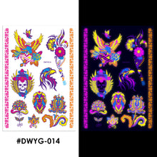 Load image into Gallery viewer, Temporary Owl Animal Halloween Fluorescent Flower Leather Arm Tattoo Sticker Creative Color Fluorescent Arm Water Transfer Stickers

