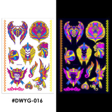 Load image into Gallery viewer, Temporary Owl Animal Halloween Fluorescent Flower Leather Arm Tattoo Sticker Creative Color Fluorescent Arm Water Transfer Stickers
