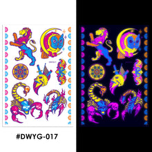 Load image into Gallery viewer, Temporary Owl Animal Halloween Fluorescent Flower Leather Arm Tattoo Sticker Creative Color Fluorescent Arm Water Transfer Stickers
