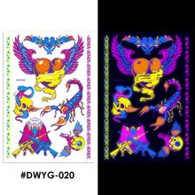 Load image into Gallery viewer, Temporary Owl Animal Halloween Fluorescent Flower Leather Arm Tattoo Sticker Creative Color Fluorescent Arm Water Transfer Stickers
