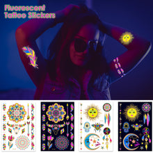 Load image into Gallery viewer, Creative Fluorescent Bronzing Flower Arm Tattoo Stickers Hot Face Stickers Waterproof Feather Body Arm Tattoo Stickers
