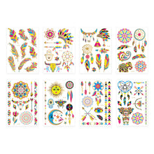 Load image into Gallery viewer, Creative Fluorescent Bronzing Flower Arm Tattoo Stickers Hot Face Stickers Waterproof Feather Body Arm Tattoo Stickers
