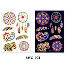 Load image into Gallery viewer, Creative Fluorescent Bronzing Flower Arm Tattoo Stickers Hot Face Stickers Waterproof Feather Body Arm Tattoo Stickers
