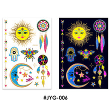 Load image into Gallery viewer, Creative Fluorescent Bronzing Flower Arm Tattoo Stickers Hot Face Stickers Waterproof Feather Body Arm Tattoo Stickers

