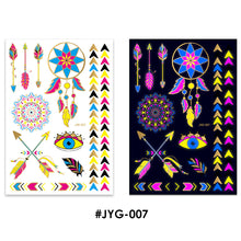 Load image into Gallery viewer, Creative Fluorescent Bronzing Flower Arm Tattoo Stickers Hot Face Stickers Waterproof Feather Body Arm Tattoo Stickers
