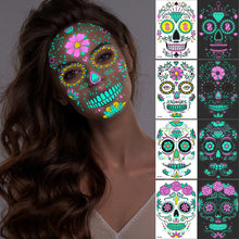 Load image into Gallery viewer, Creative Funny Face Halloween Colorful Luminous Tattoo Stickers Face Stickers Ghost Festival Scar Women Men Tattoo Stickers
