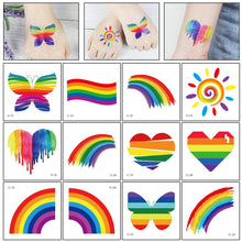 Load image into Gallery viewer, Temporary Rainbow Tattoo Stickers Gradient Colorful Butterfly Rainbow Face Tattoo Stickers Body Stickers Face Tattoo Stickers
