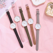 Load image into Gallery viewer, Women Leather Belt Watch Casual Quartz Watches with Cherry Blossom Bracelet Fashion Jewelry Gift
