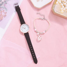 Load image into Gallery viewer, Women Leather Belt Watch Casual Quartz Watches with Cherry Blossom Bracelet Fashion Jewelry Gift
