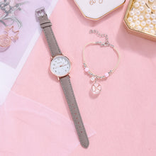 Load image into Gallery viewer, Women Leather Belt Watch Casual Quartz Watches with Cherry Blossom Bracelet Fashion Jewelry Gift
