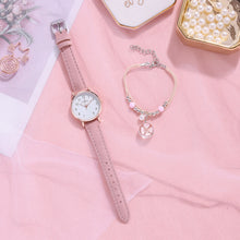 Load image into Gallery viewer, Women Leather Belt Watch Casual Quartz Watches with Cherry Blossom Bracelet Fashion Jewelry Gift
