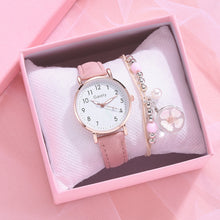 Load image into Gallery viewer, Women Leather Belt Watch Casual Quartz Watches with Cherry Blossom Bracelet Fashion Jewelry Gift
