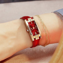 Load image into Gallery viewer, Luxury Women Watch Square Diamond Ladies Quartz Watches Green Dial Leather Band Wristwatch
