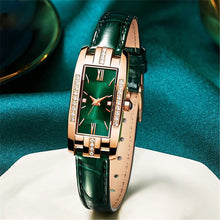 Load image into Gallery viewer, Luxury Women Watch Square Diamond Ladies Quartz Watches Green Dial Leather Band Wristwatch
