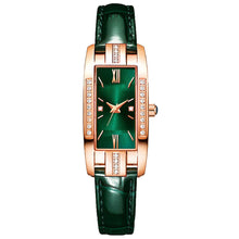 Load image into Gallery viewer, Luxury Women Watch Square Diamond Ladies Quartz Watches Green Dial Leather Band Wristwatch
