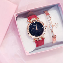 Load image into Gallery viewer, Luxury Women Watch Starry Sky Dial Leather Band Quartz Watch Wrist Watches Bracelet Set
