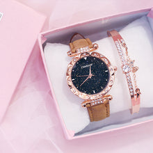 Load image into Gallery viewer, Luxury Women Watch Starry Sky Dial Leather Band Quartz Watch Wrist Watches Bracelet Set

