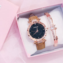 Load image into Gallery viewer, Luxury Women Watch Starry Sky Dial Leather Band Quartz Watch Wrist Watches Bracelet Set
