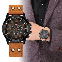 Load image into Gallery viewer, Vintage Classic Men Watch Casual Leather Strap Sports Quartz Watch Calendar Display
