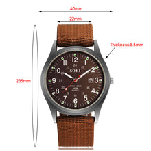 Load image into Gallery viewer, Nylon Army Watch Men Military Quartz Watches Canvas Band Casual Cool Sports Wristwatch
