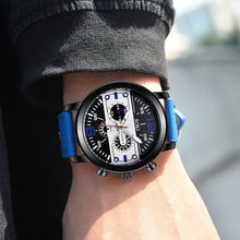 Load image into Gallery viewer, Men Sport Military Watch Casual Leather Strap Quartz Watch Wristwatch
