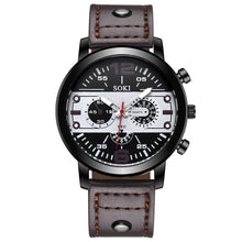 Load image into Gallery viewer, Men Sport Military Watch Casual Leather Strap Quartz Watch Wristwatch
