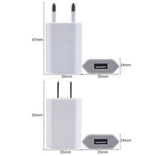 Load image into Gallery viewer, USB Charger Adapter 5V1A USB Appliance Charging Adapter US/EU Plug
