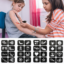 Load image into Gallery viewer, 4Sheet/Pack Kids Tattoo Stencils Children Holiday Airbrush Templates Halloween Face Glitter Paint Templates DIY Body Art Painting Tools
