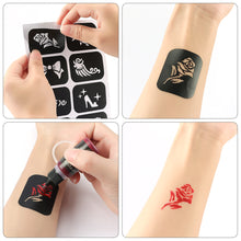 Load image into Gallery viewer, 4Sheet/Pack Kids Tattoo Stencils Children Holiday Airbrush Templates Halloween Face Glitter Paint Templates DIY Body Art Painting Tools
