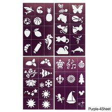 Load image into Gallery viewer, 4Sheet/Pack Kids Tattoo Stencils Children Holiday Airbrush Templates Halloween Face Glitter Paint Templates DIY Body Art Painting Tools
