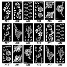 Load image into Gallery viewer, 1Sheet Women Flower Tattoo Stencils Henna Templates Arm Back Chest Body Art Airbrush Paint Templates Decal DIY Flower Painting
