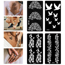 Load image into Gallery viewer, 1Sheet Women Flower Tattoo Stencils Henna Templates Arm Back Chest Body Art Airbrush Paint Templates Decal DIY Flower Painting
