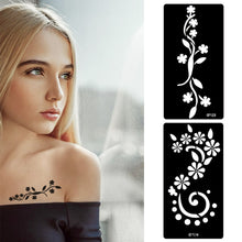 Load image into Gallery viewer, 1Sheet Women Flower Tattoo Stencils Henna Templates Arm Back Chest Body Art Airbrush Paint Templates Decal DIY Flower Painting
