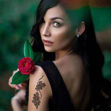 Load image into Gallery viewer, 1Sheet Women Flower Tattoo Stencils Henna Templates Arm Back Chest Body Art Airbrush Paint Templates Decal DIY Flower Painting
