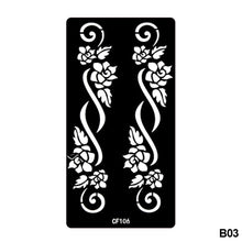Load image into Gallery viewer, 1Sheet Women Flower Tattoo Stencils Henna Templates Arm Back Chest Body Art Airbrush Paint Templates Decal DIY Flower Painting

