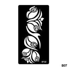 Load image into Gallery viewer, 1Sheet Women Flower Tattoo Stencils Henna Templates Arm Back Chest Body Art Airbrush Paint Templates Decal DIY Flower Painting
