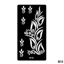 Load image into Gallery viewer, 1Sheet Women Flower Tattoo Stencils Henna Templates Arm Back Chest Body Art Airbrush Paint Templates Decal DIY Flower Painting

