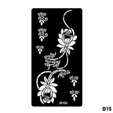Load image into Gallery viewer, 1Sheet Women Flower Tattoo Stencils Henna Templates Arm Back Chest Body Art Airbrush Paint Templates Decal DIY Flower Painting
