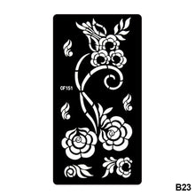 Load image into Gallery viewer, 1Sheet Women Flower Tattoo Stencils Henna Templates Arm Back Chest Body Art Airbrush Paint Templates Decal DIY Flower Painting
