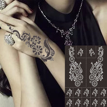 Load image into Gallery viewer, 1Sheet Tattoo Stencils Henna Templates Hand Foot Body Art Airbrush Paint Templates Decal DIY Flower Painting
