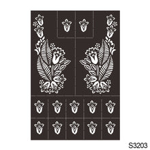 Load image into Gallery viewer, 1Sheet Tattoo Stencils Henna Templates Hand Foot Body Art Airbrush Paint Templates Decal DIY Flower Painting
