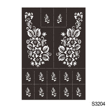 Load image into Gallery viewer, 1Sheet Tattoo Stencils Henna Templates Hand Foot Body Art Airbrush Paint Templates Decal DIY Flower Painting
