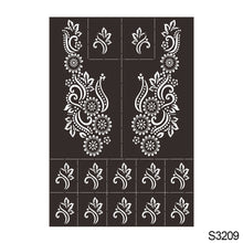 Load image into Gallery viewer, 1Sheet Tattoo Stencils Henna Templates Hand Foot Body Art Airbrush Paint Templates Decal DIY Flower Painting
