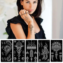 Load image into Gallery viewer, 1Sheet Tattoo Stencils Henna Templates Arm Back Chest Ankle Body Art Airbrush Paint Templates Decal DIY Flower Painting
