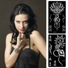 Load image into Gallery viewer, 1Sheet Tattoo Stencils Henna Templates Arm Back Chest Ankle Body Art Airbrush Paint Templates Decal DIY Flower Painting
