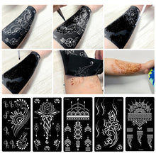 Load image into Gallery viewer, 1Sheet Tattoo Stencils Henna Templates Arm Back Chest Ankle Body Art Airbrush Paint Templates Decal DIY Flower Painting
